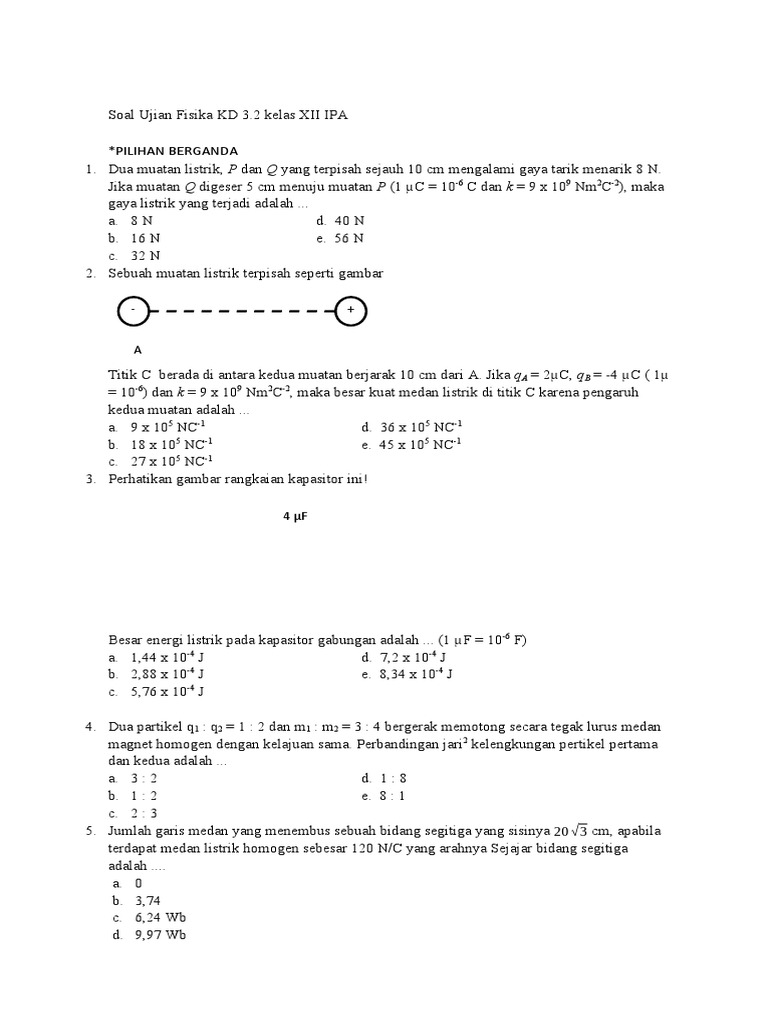 Soal Ujian Fisika Kelas XII IPA PDF