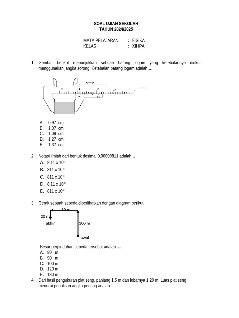 Soal Ujian Fisika Kelas XII IPA 2024 2025 PDF