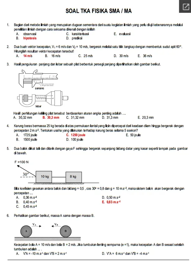 LATIHAN SOAL TKA FISIKA SMA