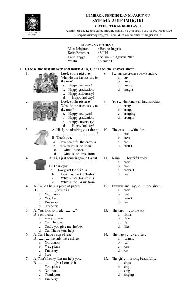 Soal Tryout Bahasa Inggris Kelas 9 Dalchaebi