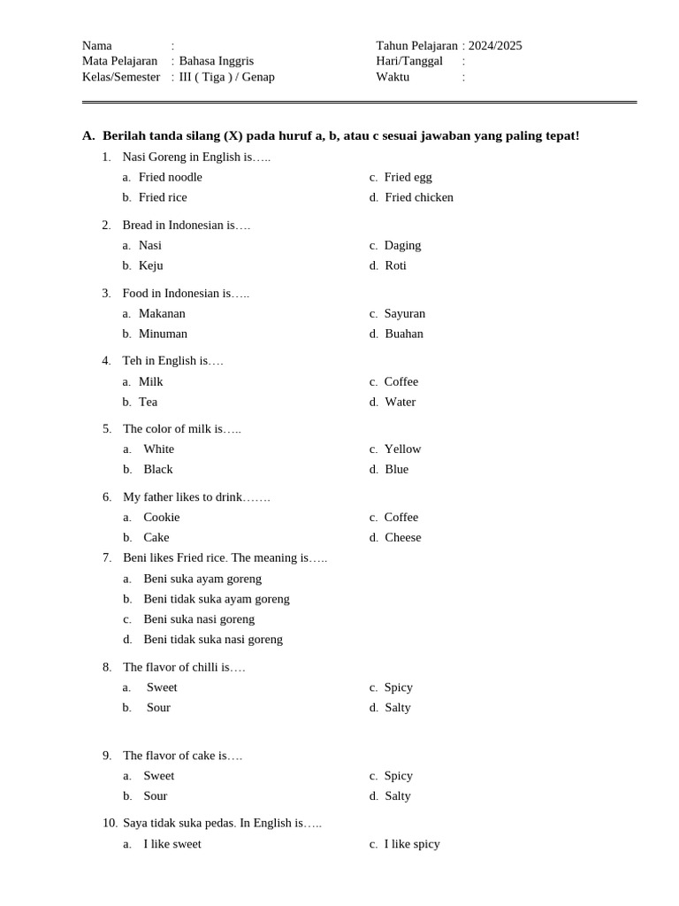7 Soal Bahasa Inggris Kelas 3 Semester 2 2026 yang Sering Muncul dan Wajib Kamu Tahu 7 Soal Bahasa Inggris Kelas 3 Semester 2 2026 yang Sering Muncul dan Wajib Kamu Tahu