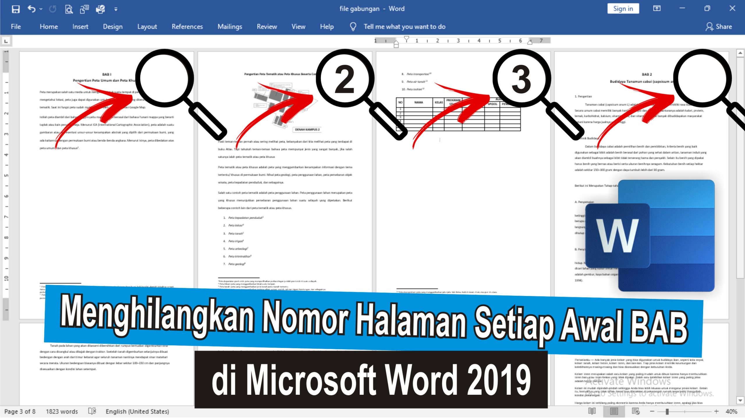 Cara Menghilangkan Nomor Halaman di Word Pada Setiap BAB