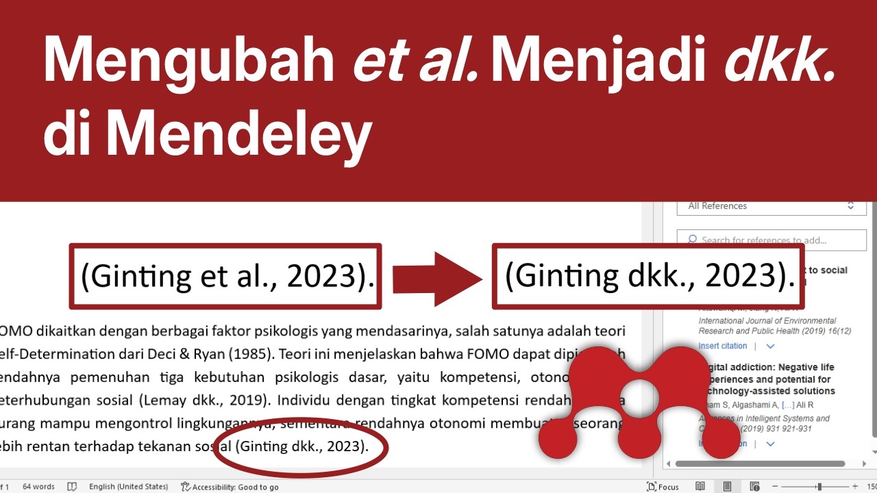 Cara Mengubah et al Menjadi dkk di Mendeley Reference Manager 2026