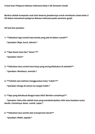 Soal Pilihan Ganda Bahasa Indonesia Kelas 3 SD pdf