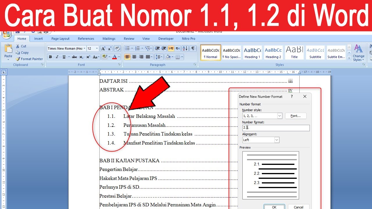 Membuat Nomor Urut Pada Artikel Menggunakan Menu Numbering Belajar