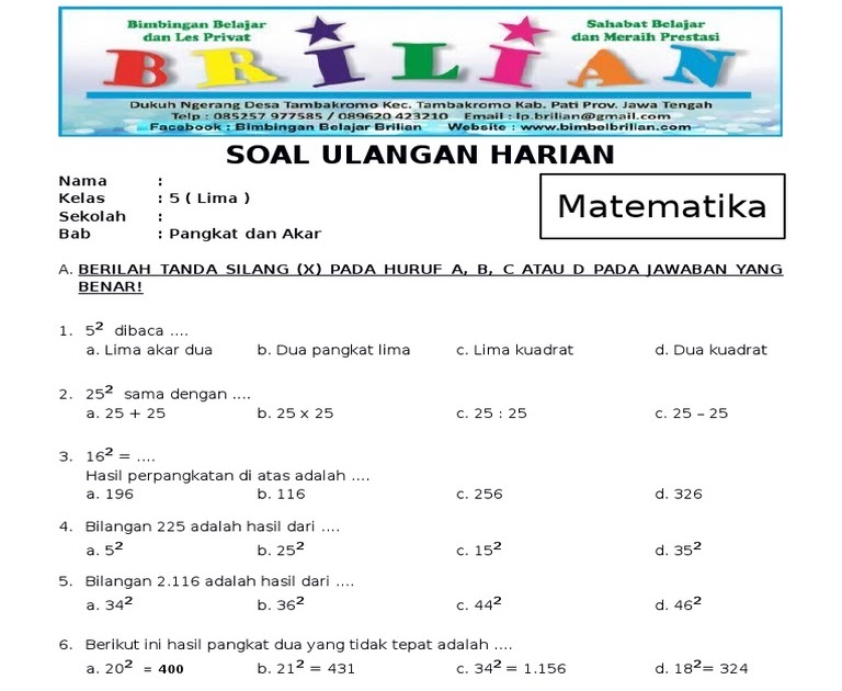5 Latihan Soal Akar Pangkat 2 Kelas 4 SD yang Sering Keluar di Ujian, Ternyata Ini Trik Cepatnya!
