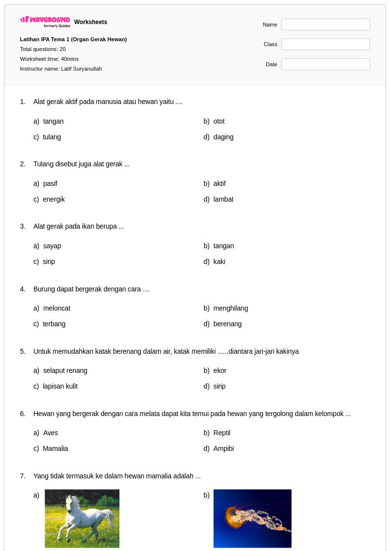 7 Rahasia Latiha Soal Kelas 4 Tema 1Organ Gerak Hewan dan Tumbuhan yang Wajib Tahu