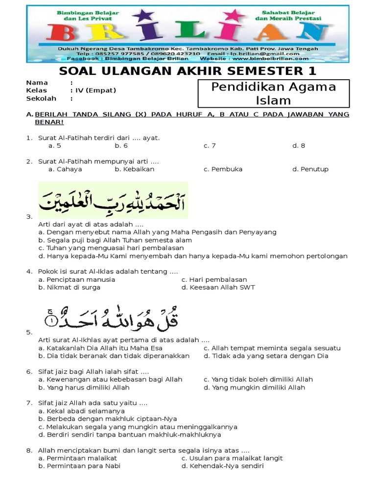 7 Rahasia Latihan Soal Agama Islam Kelas 4 SD Semester 1 yang Bikin Anak Cepat Paham