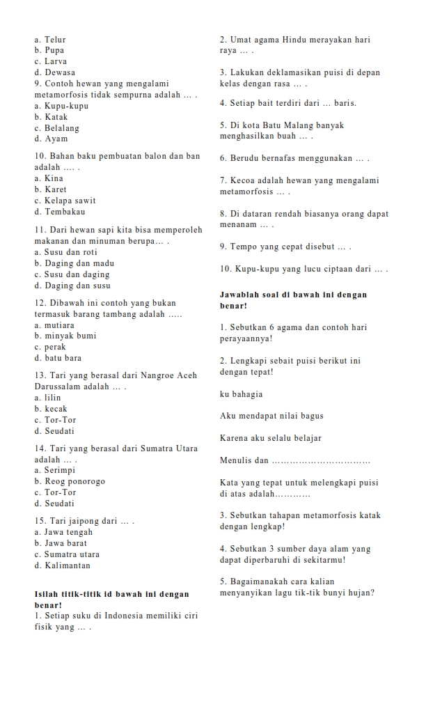 Inilah 7 Latihan Soal Agama Hindu Kelas 4 Semester Genap yang Wajib Dikuasai Sebelum Ulangan