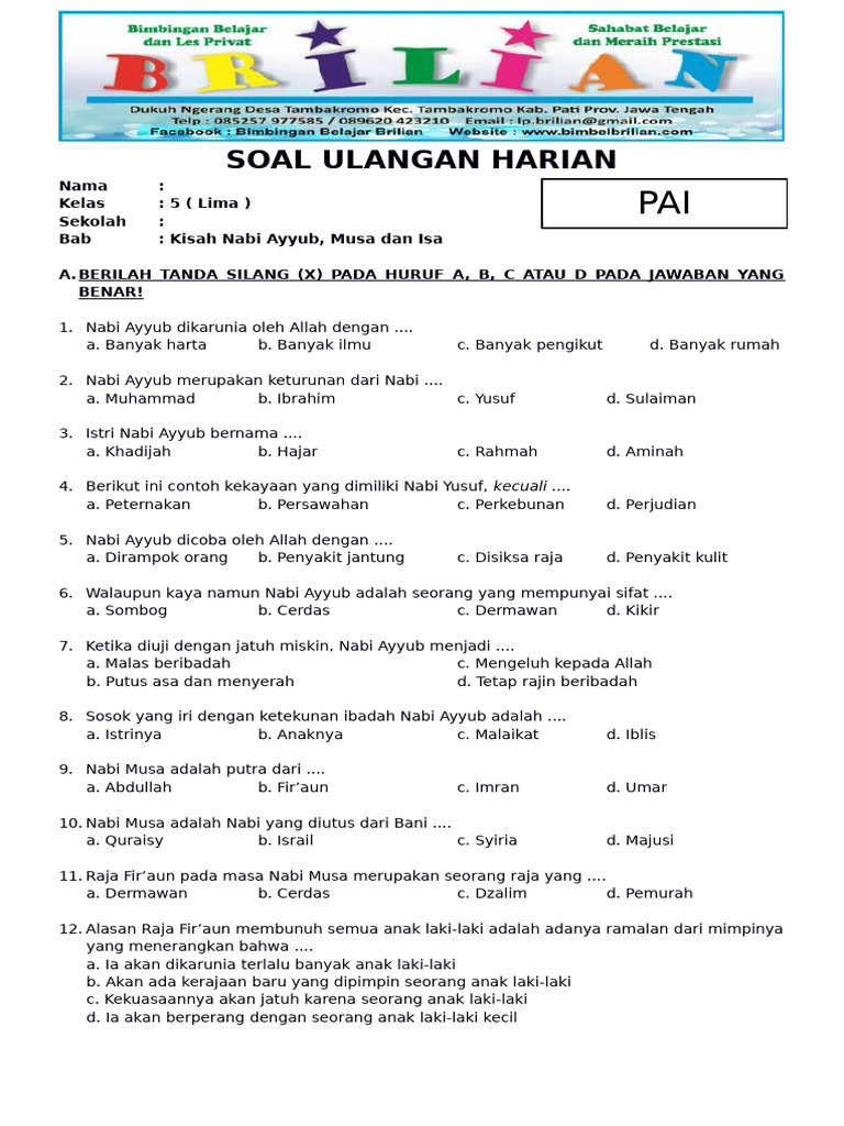 Rahasia Latihan Soal Agama Kelas 4 Semester 1 Kisah Nabi 7 Langkah Praktis Sebelum Ujian