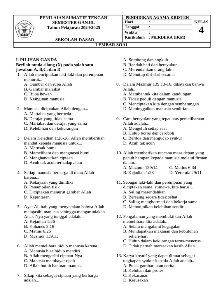 Rahasia Sukses latihan soal agama kristen kelas 4 proprofs dalam 7 Langkah Praktis Ujian