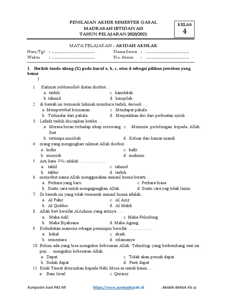 Ternyata Ini Rahasia Jitu Menaklukkan Latihan Soal Akidah Akhlak Kelas 4 Semester 2