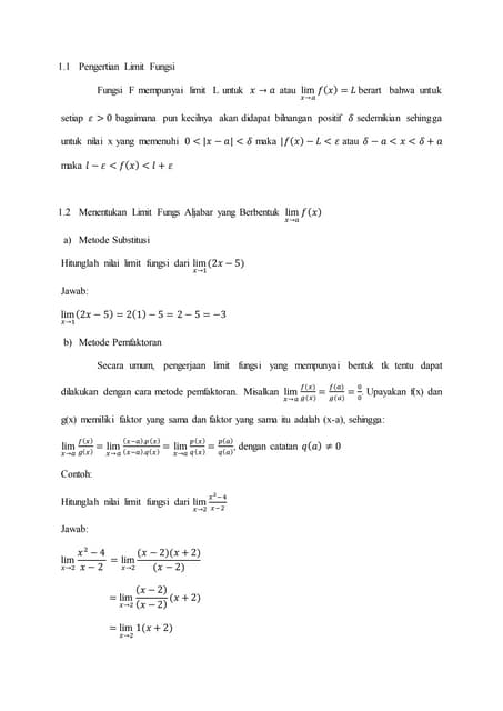 PPT PENGERTIAN LIMIT FUNGSI KELAS SEBELAS pptx
