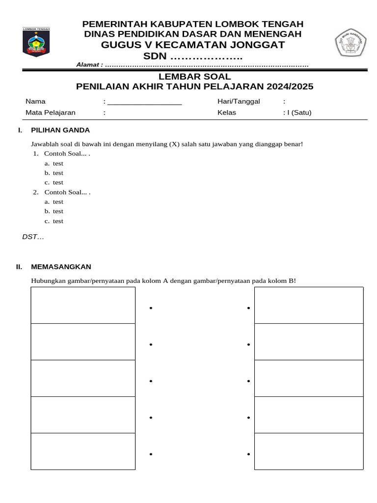 Akhirnya Contoh soal kurikulum 2013 penilaian akhir tahun kelas 1 di jadwal Liga 1 2026