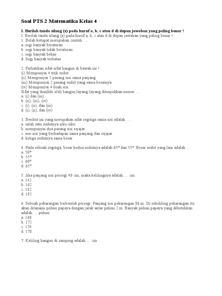 Wajib Tahu! Bocoran Soal PTS Kelas 4 Matematika Kurikulum 2013 Agar Nilai Sempurna