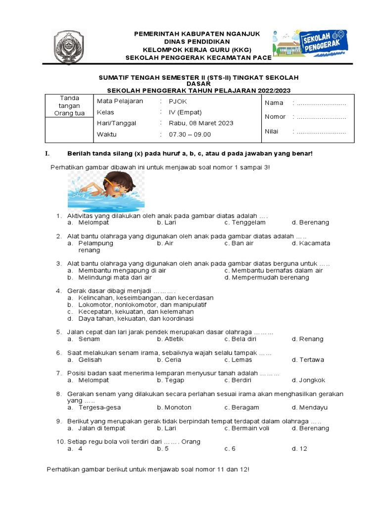 Wajib Tahu Bocoran Soal PTS Kelas 4 PJOK Semester 2 K13 Terbaru Tahun Ini