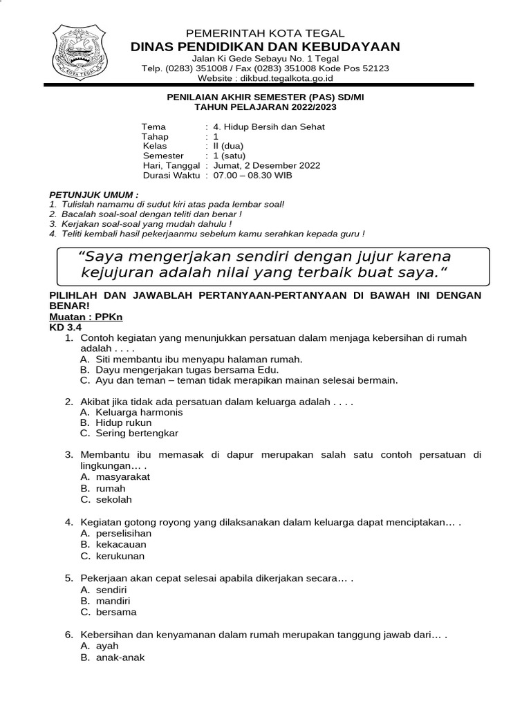 Wajib Tahu Rahasia Cara Mudah Kerjakan Soal PTS Kelas 2 SD Tema 4 Agar Nilai Maksimal